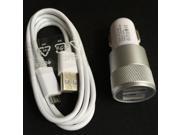Aluminum 2 USB Ports Universal Dual USB Car Charger USB cable For Samsung Galaxy S3 S4 S6 Edge Note 2 3 4 5 for Lenovo Huawei