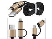 2 in 1 Micro USB Cable high Speed Flat Noodle Cable For iPhone 5 5S 6 Charger ios Data Micro USB To 8 Pin Cable For Samsung