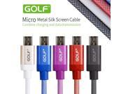 100% Original GOLF Brand Micro Metal slik screen cable 1m Micro usb cable Data Sync Charger for Samsung Galaxy S4 S3 LG