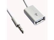 3.5mm Male AUX Audio Plug Jack to USB 2.0 Female Adapter Cable White for Apple iPhone 4 5 6