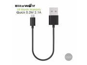 BlitzWolf 0.2m 1m 2.1A Quick Nickel plated Micro USB Cable Double Sided USB Cables Charge Data Sync Cable For Samsung For Xiaomi