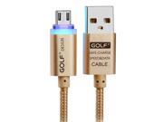 Golf Original Crystal LED Light Micro USB Cable 2.1A Fast Charging Metal Nylon Data Cable For Android Phones For Samsung Xiaomi