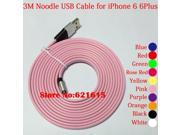 3M Noodle USB Cable for iPhone 5 5S 5C 6 Plus 8Pin Charge SYNC Data Cabo Carregador Charger Cord for iPad 4 Mini Air