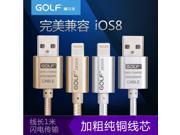GOLF Metal nylon 8 Pin Lightning to USB Cable 1m Sync Charger for iPhone 6 Plus 5S 5 iPad Air 1 2 4 Mini iPod Black
