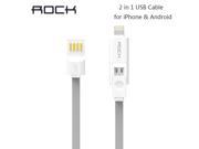 ROCK Original red gray blue white two in one phone USB cable for iPhone 5 5s 6 Samsung phone charging micro data line
