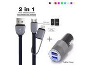 Hot 12V 3.1A Dual USB Car charger 3.3FT Microusb 8 pin USB Data Cable for Samsung xiaomi for iphone 5s 6s ipad mini IOS 9