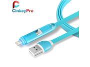 CinkeyPro LED Light 2 in 1 USB Cable For iPhone Micro Universal 1M Noodles Mobile Phone Cables 2A Data Charger For iPad Samsung