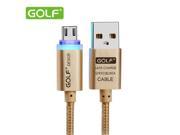 Original Golf LED Light Micro USB Data Cable Braided Metal Nylon Cable 2.1A Sync Data Cable For Samsung Galaxy S7 S6 S6 Edge S4