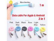2 in 1 Micro USB Cable 8 Pin Data Sync Charger USB Cable for iPhone 6 6S 6S Plus 5 5S for iPad 4 5 for Samsung S4 6 for Android