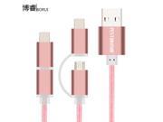 Peston 2 in 1 Nylon USB Cable Metal Plug Mobile Phone cable for iPhone 6 6S Plus 5S Samsung HTC Android hot sale