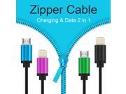 45cm Length Charging Data Sync Transfer 2 in 1 Zipper USB Cable with for Both Android Samsung and Apple iPhone