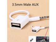Fashion White 3.5mm Male AUX Audio Plug Jack To USB 2.0 Female Converter Cord Adapter Cable For Car MP3 For Phone Hot