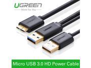 Ugreen Micro USB 3.0 with Power Supply Cable Male to Male Adapter Super Speed 5Gbps Data Sync Cable for HD Camera