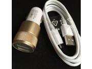 Golden Aluminum 2 Ports Universal Dual USB Car Charger USB cable For Samsung Galaxy S3 S4 S6 Edge Note 2 3 4 5 Huawei Xiaomi