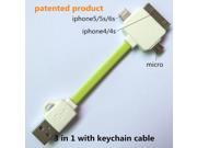 3 in 1 keychain usb cable Applicable to s6 clone phones s6 edge aapple ipod nano touch 5 6 7 cable iphonee 4 4s 5 6 jack otg usb