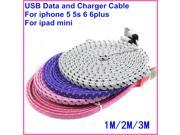 2m 10 Colours 8pin USB Data Sync Charger Cable Micro USB Data Sync Charger Cable Cord Wire for iPhone 5 5s 6 6Plus