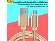 Andriod Durable Braided Micro USB Cable For Samsung Galaxy S6 edge S5 S4 Mobile Phone Cables Charger huawei P8 lite for xiaomi