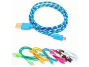 2M 6 FT Fabric Braided Flat Micro USB Data Sync Cable Charging Cord for Samsung Galaxy S2 S3 S4 I9500