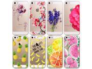 For Apple iPhone 5 5S SE Case Hot Soft TPU Flowers Friuts Painted Phone Skin Transparent Clear Back Case Cover