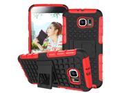 For Samsung Galaxy S6 Case G9200 Hard Cover Heavy Duty Armor Hybrid Rugged Rubber Silicone Stand Phone Case for Samsung S6 red