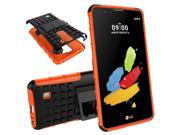 for LG Stylus 2 Phone Case Tyre Pattern Plastic TPU Hybrid Kickstand Case Cover for LG Stylus 2 LG G Stylo 2 orange