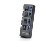 VINA® Portable 4 Port USB 3.0 Super Speed 5.0Gbps Hub with Switch for Tablet PC Black