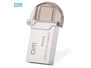 DM PD019 Type C OTG USB 3.0 Flash Drive 64GB Pen Drive Smart Phone Memory Mini USB Stick Type C 3.1 Dual Double Plug