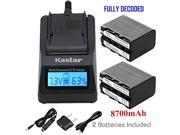 Kastar Ultra Fast Charger Kit and Battery 2 Pack for Sony NP F975 NP F970 NP F960 NP F950 and DCR VX2100 HVR HD1000U HVR V1U HVR Z1U HVR Z5U HVR Z7U