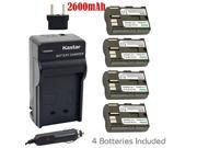 Kastar Battery 4 Pack and Charger Kit for Canon BP 511 BP 511A and EOS 5D 10D 20D 20Da 30D 40D 50D 300D D30 D60 Rebel PowerShot Optura ZR40 ZR