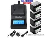 Kastar Ultra Fast Charger and Battery BP 727N FULLY DECODED 4 Pack for Canon BP 727 BP 718 BP 709 and VIXIA HF M50 M500 HF R30 R32 R40 R42 R50 R52 HF R60
