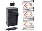 Kastar Battery 3 Pack and Charger Kit for NP BN1 BC CSN and Sony Cyber shot DSC TX200V DSC W310 DSC W350 DSC W360 DSC W380 DSC W390 DSC W510 DSC WX50 DSC WX7