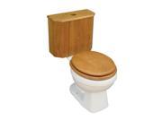 Round Toilet with Light Oak Wooden Tank and Bone Bowl Renovators Supply