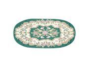 Wool Oval Traditional Area Rug Hooked Green Floral 4 x 6 Renovators Supply