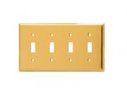 Switchplate Bright Solid Brass Four Toggle Renovators Supply