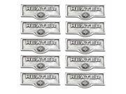 10 Switch Plate Tags HEATER Name Signs Labels Chrome Brass Renovators Supply
