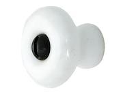 Cabinet Knob White Porcelain Plain 1 3 4 Dia Black Screw Renovators Supply