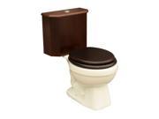 Round Toilet with Dark Oak Wood Tank and Bone Bowl Renovators Supply