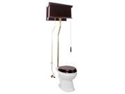 Dark Oak High Tank Pull Chain Toilet Round Brass Renovators Supply