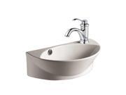 Small White Wall Mount Bathroom Vessel Sink with Single Faucet Hole Overflow Renovators Supply