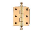 Bright Solid Brass Cabinet Hinge 2â x 2.5 Ball Tip Renovators Supply