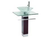 Tempered Glass Faucet Pedestal Sink and Drain Combo Renovators Supply