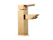 Bathroom Faucet Gold PVD Brass Square Single Hole 1 Handle Renovators Supply