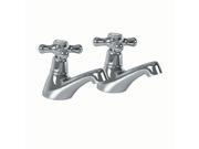 Pair Single Tap Faucet Hot and Cold Chrome Cross Handles Renovators Supply