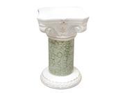 Planters White Green Ceramic Ornate Pedestal 22H Renovators Supply