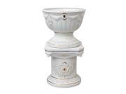 Planters White Gold Ceramic Pedestal and Vase 34.5H Renovators Supply