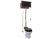 Dark Oak High Tank Z Pipe Toilet Round White Bowl Renovators Supply