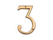 Bright Brass House Number Three 3 6in Tall