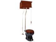 Mahogany High Tank Pull Chain Toilet Black Round Brass Renovators Supply