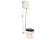 High Tank Toilet with Biscuit China Finish Brass L Pipe and Elongated Bowl