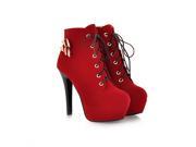 spring and autumn high heels ankle boots new red bottom high heels Lace up women boots US Size 4 13